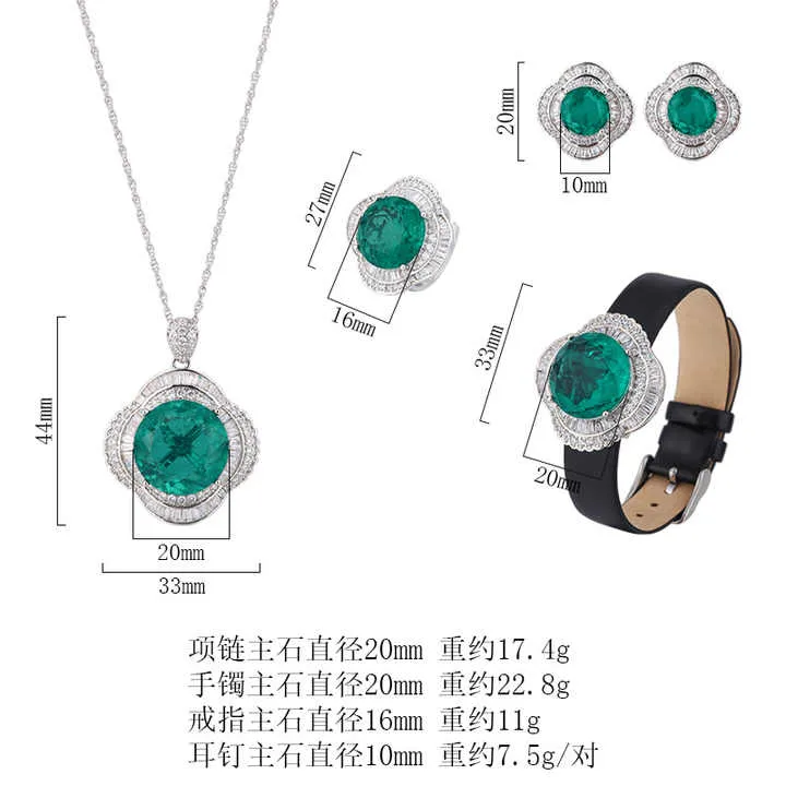طقم مجوهرات زفاف فاخر - Luxury Green Fusion Stone Zircon