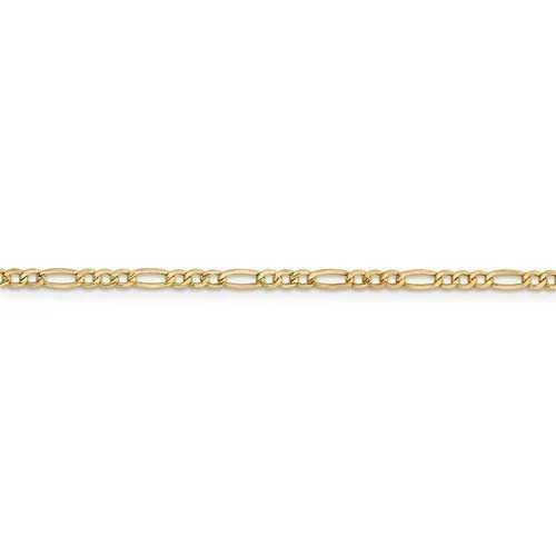 14KT GOLD 2.5MM SEMI SOLID FIGARO CHAIN NECKLACE - 4 LENGTHS