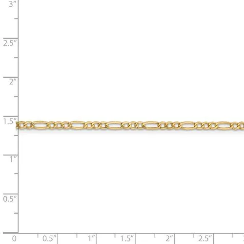 14KT GOLD 2.5MM SEMI SOLID FIGARO CHAIN NECKLACE - 4 LENGTHS
