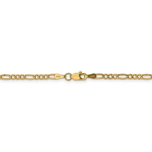 14KT GOLD 2.5MM SEMI SOLID FIGARO CHAIN NECKLACE - 4 LENGTHS