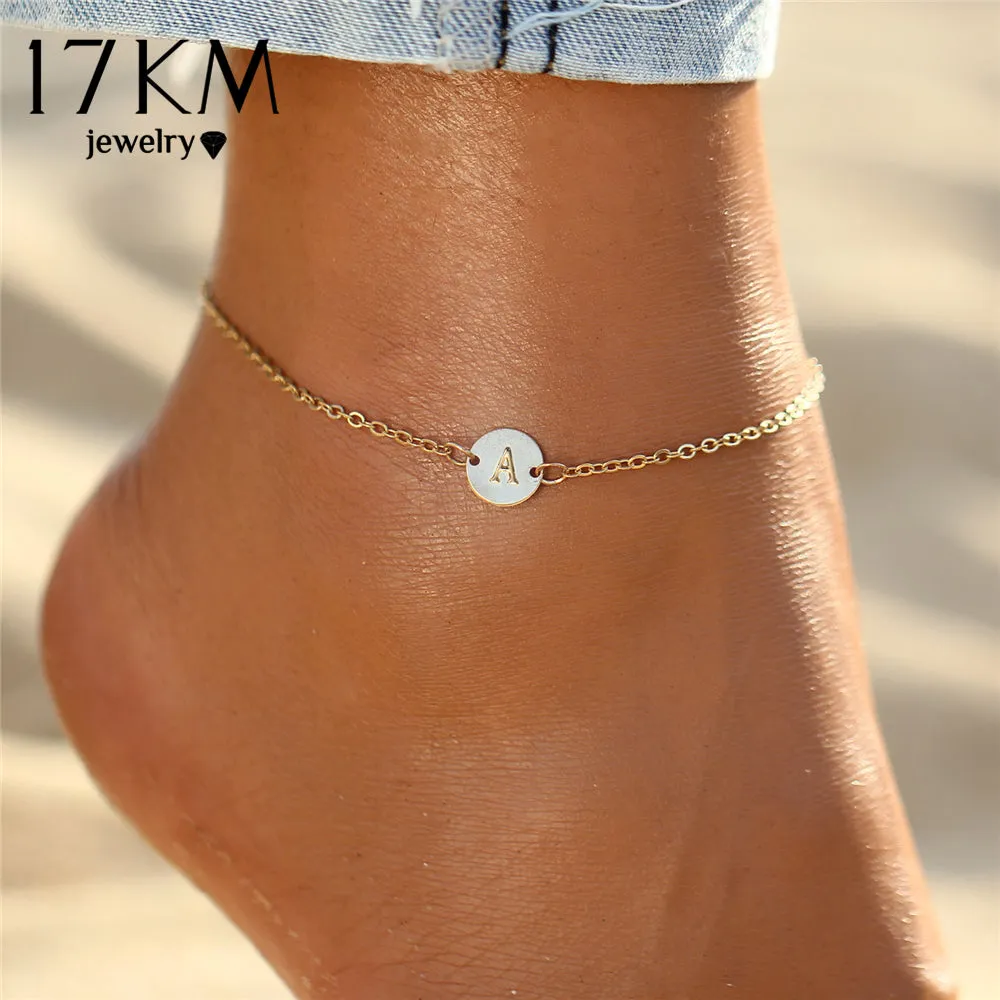 17KM Fashion Gold Color Letter Bracelet & Bangle For Women Simple Adjustable Name Bracelets Pulseras Mujer Jewelry Party Gifts