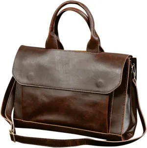 1Pc Business Travel Briefcase PU Leather Case for Men Stylish Shoulder Bag with Ample Space for Laptop Essentials Versatile Use for Business Daily Activities