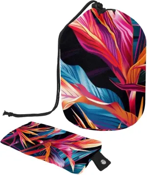 2 Pcs Cosmetic Bag bucket Travel Makeup Bags Large Capacity Soft Waterproof Portable Drawstring Cosmetic Bag, Fresh Art Tropical Plant