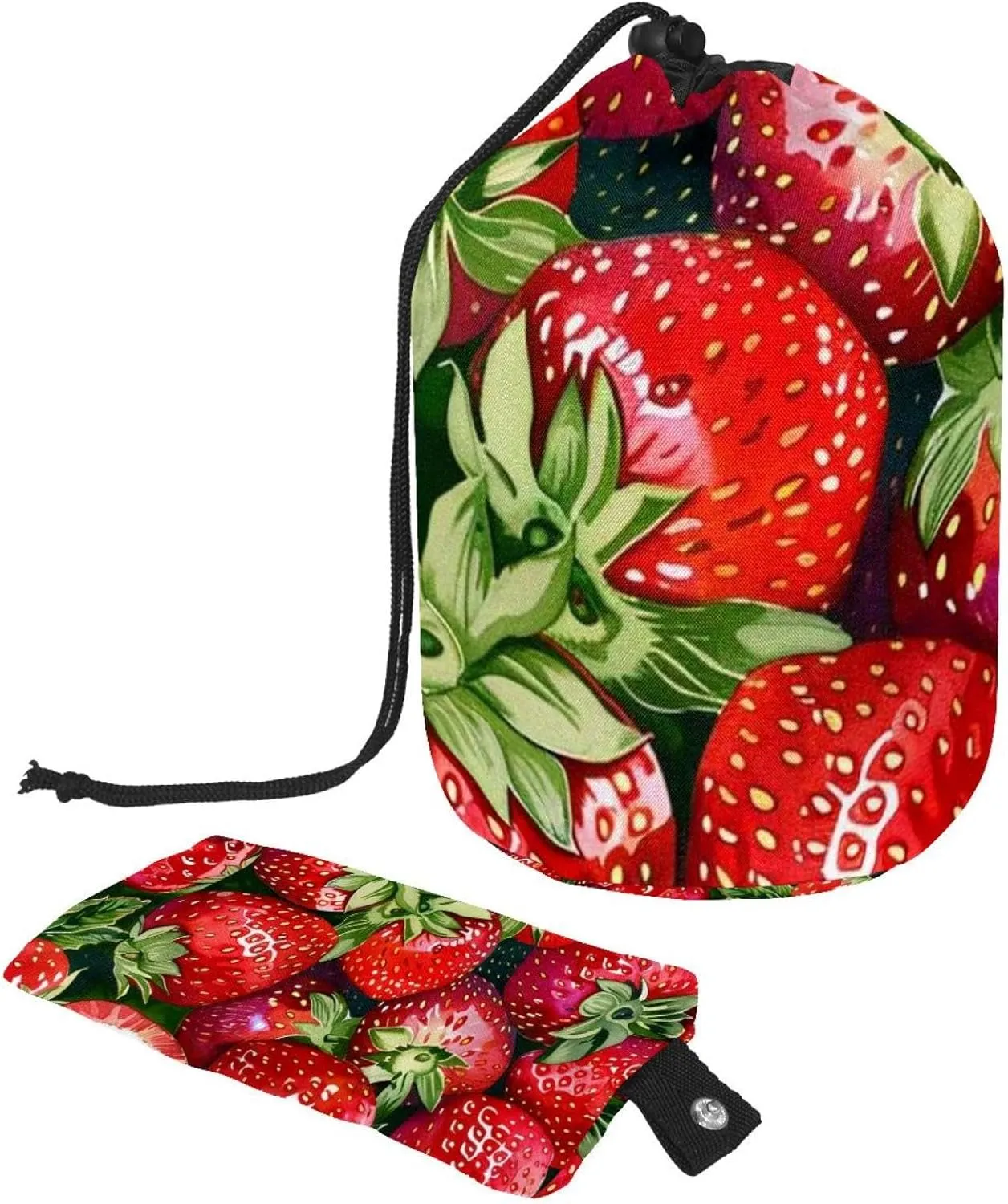 2 Pcs Cosmetic Bag bucket Travel Makeup Bags Large Capacity Soft Waterproof Portable Drawstring Cosmetic Bag, Red Fresh Summer Strawberries