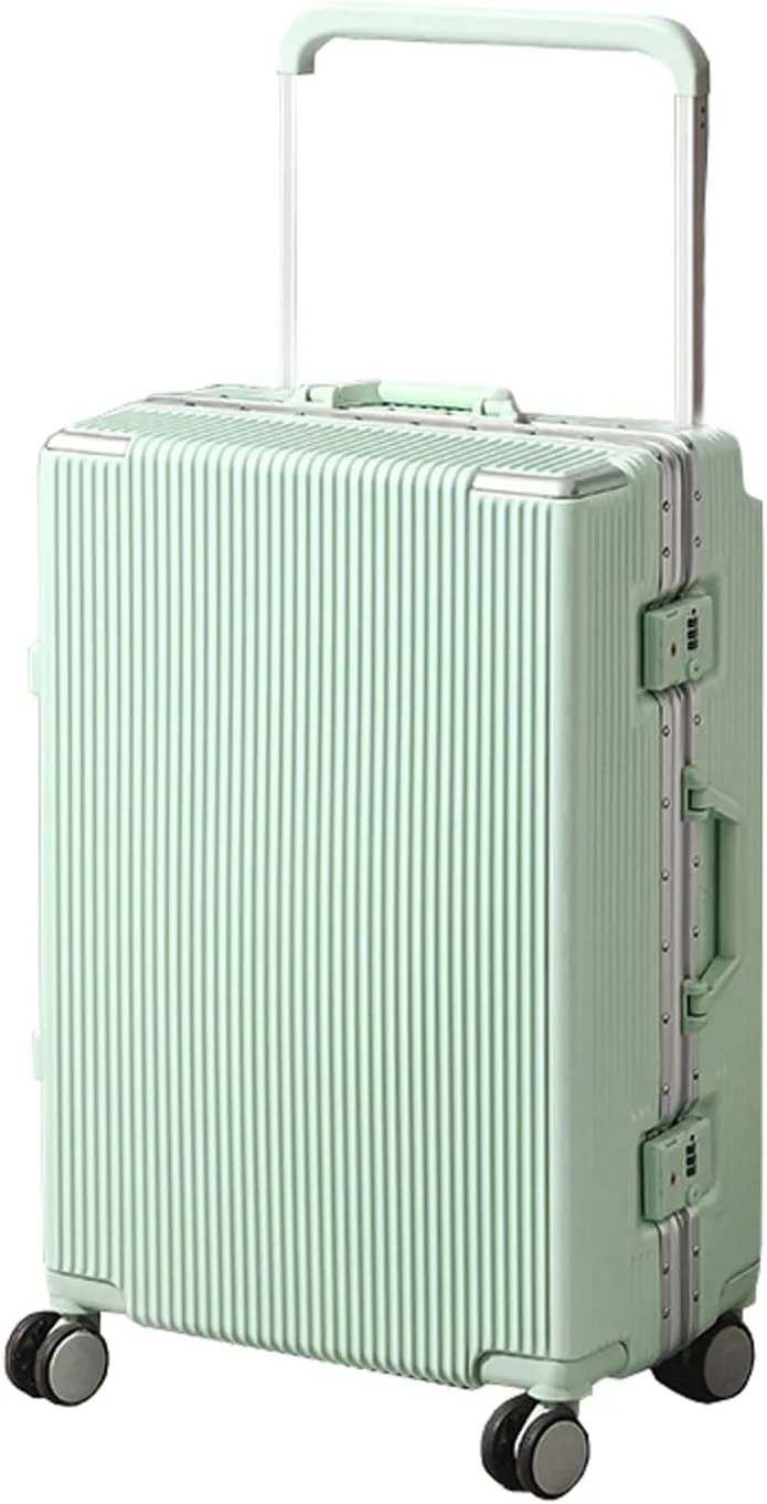 20 Inch Luggage ABS Hard Shell Luggage with 4 Spinner Wheels Carry On Luggage Wide Handle Travel Luggage Aluminum Frame,Green,24in