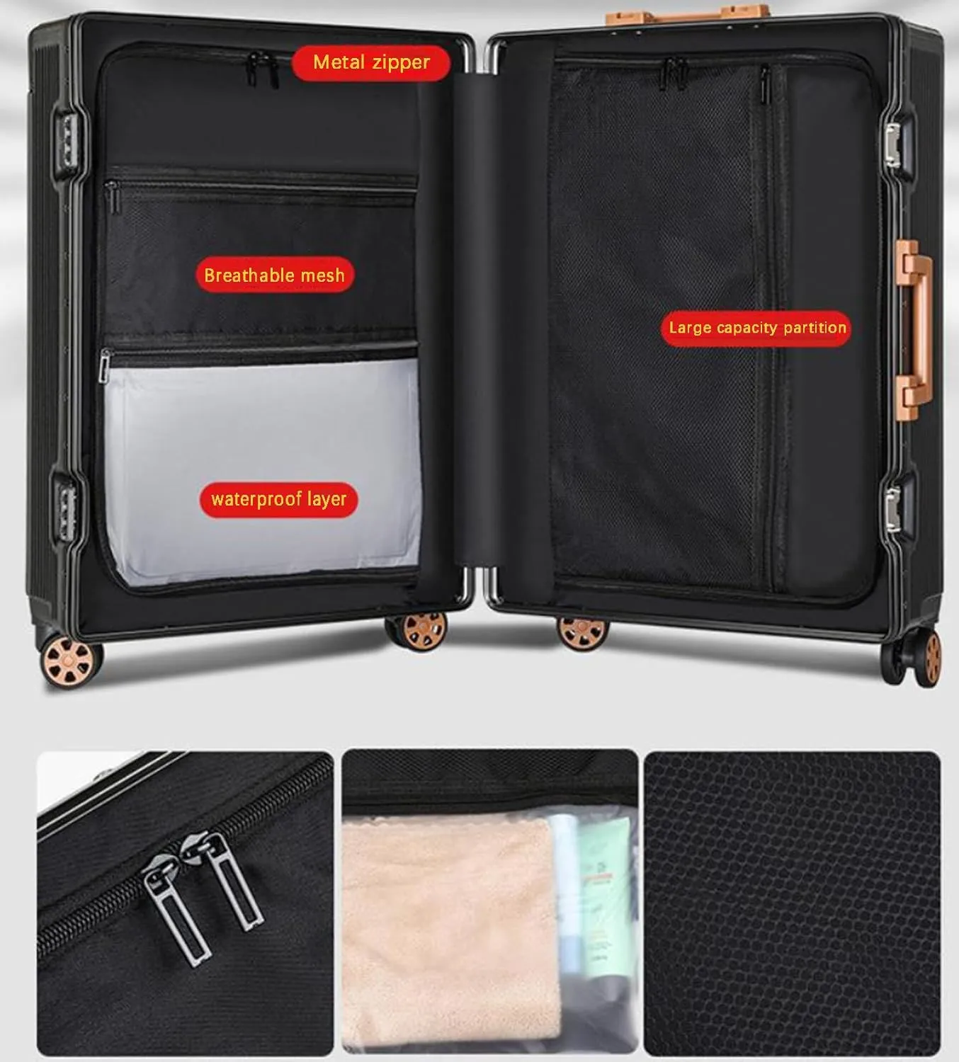 20 Inch Luggage ABS Hard Shell Luggage with 4 Spinner Wheels Carry On Luggage Wide Handle Travel Luggage Aluminum Frame,Green,24in