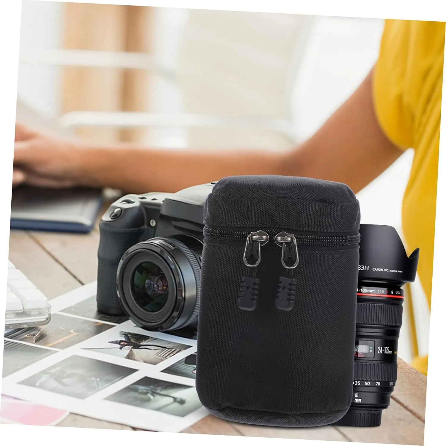 2pcs Professional Camera Lens Pouch Dslr Camera Bag Insert Padded Case Compatible Random Style