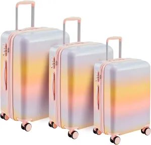 3 Piece Luggage Travel Sets with TSA Lock, Telescopic Handle, 360  Silent Dual Wheel, Side Handles and Safety Feet Hardshell Suitcase, 20''24''28'' Available Purple One Size