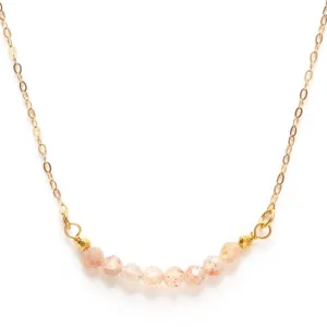 3mm Gemstone Pebbles Necklace- Peach Moonstone