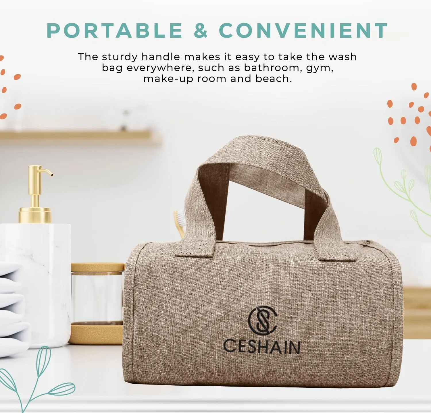4-in-1 Hanging Toiletry bag - Roll-Up Makeup Bag - 4 Detachable PVC Zip Pouches  600D Oxford Fabric, Versatile Travel Toiletry Organizer Bag - Makeup, Cosmetics, First Aid, Medicine Personal Care,