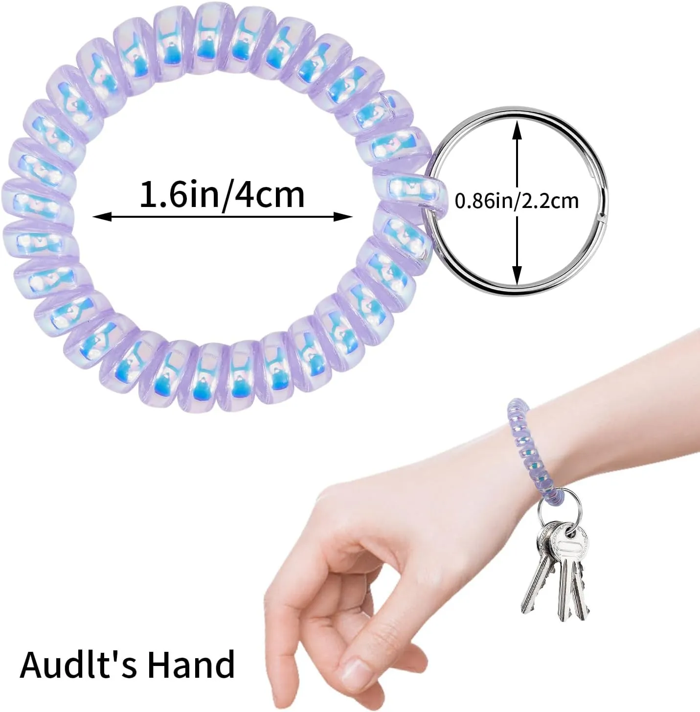 6PCS Wristlet Keychain, Colorful Spiral Coil Hair Tie for Women, Sauna Accessaries Wrist Coil Key Ring Key Holder