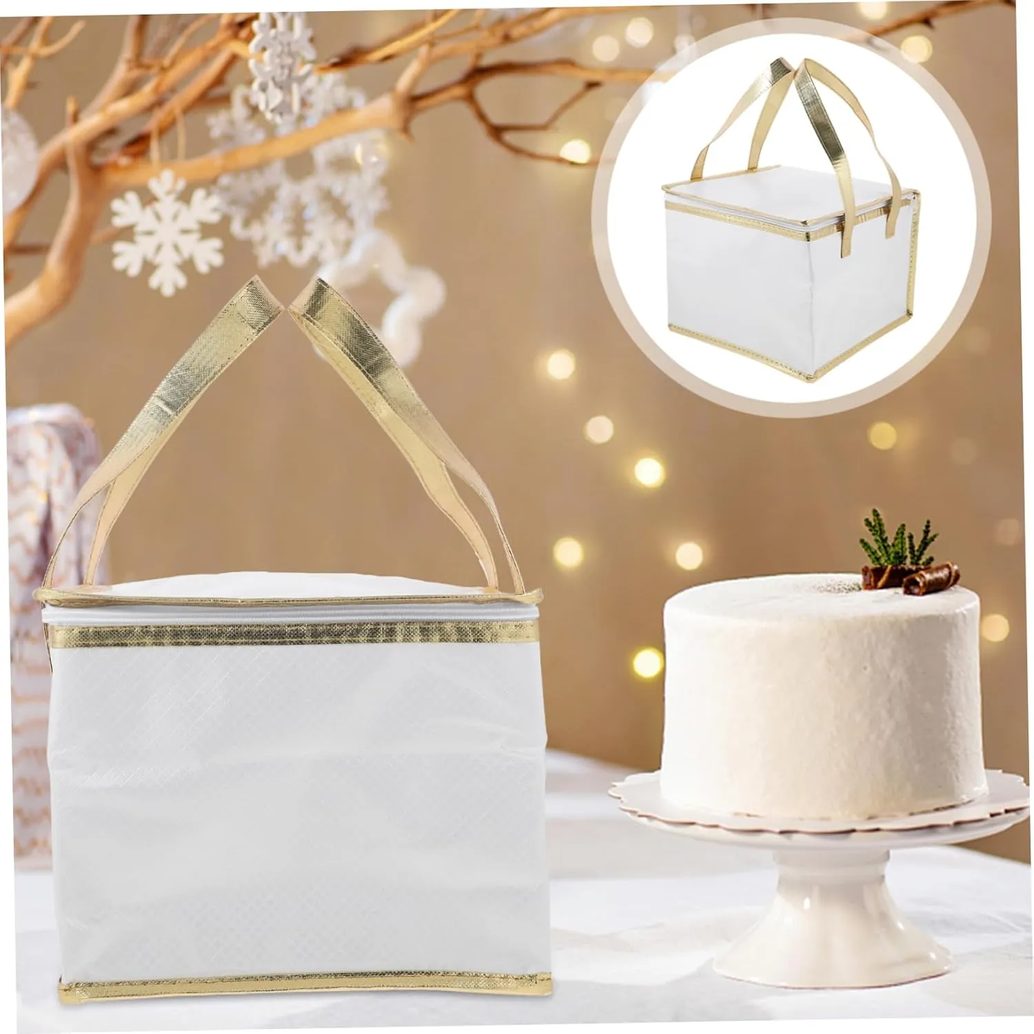 ABOOFAN 1pc Insulated Fresh-keeping Insulation for Food Cake Packing Storage Insulated Bento Cooler Insulated Grocery Cold White Aluminum