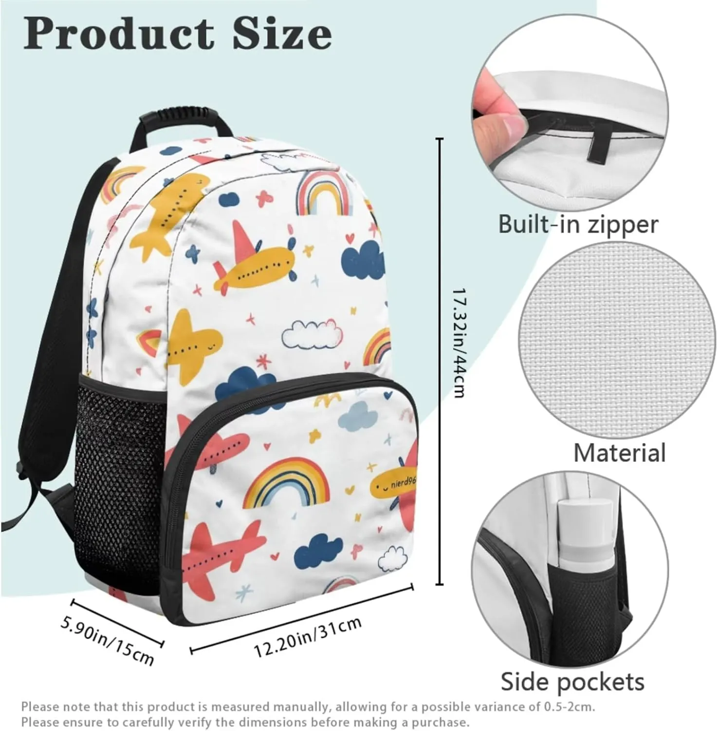 Airplane Backpack for Boys Cool Lightweight Kids Bookbag with Lunch Box Boys 3 in 1 Versatile Lunch Tote Bag for Elementary School Minimalist Print Pencil Case