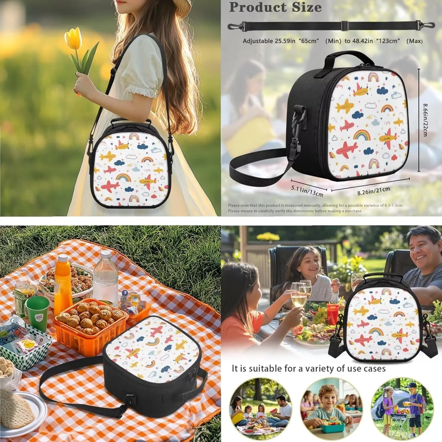 Airplane Backpack for Boys Cool Lightweight Kids Bookbag with Lunch Box Boys 3 in 1 Versatile Lunch Tote Bag for Elementary School Minimalist Print Pencil Case
