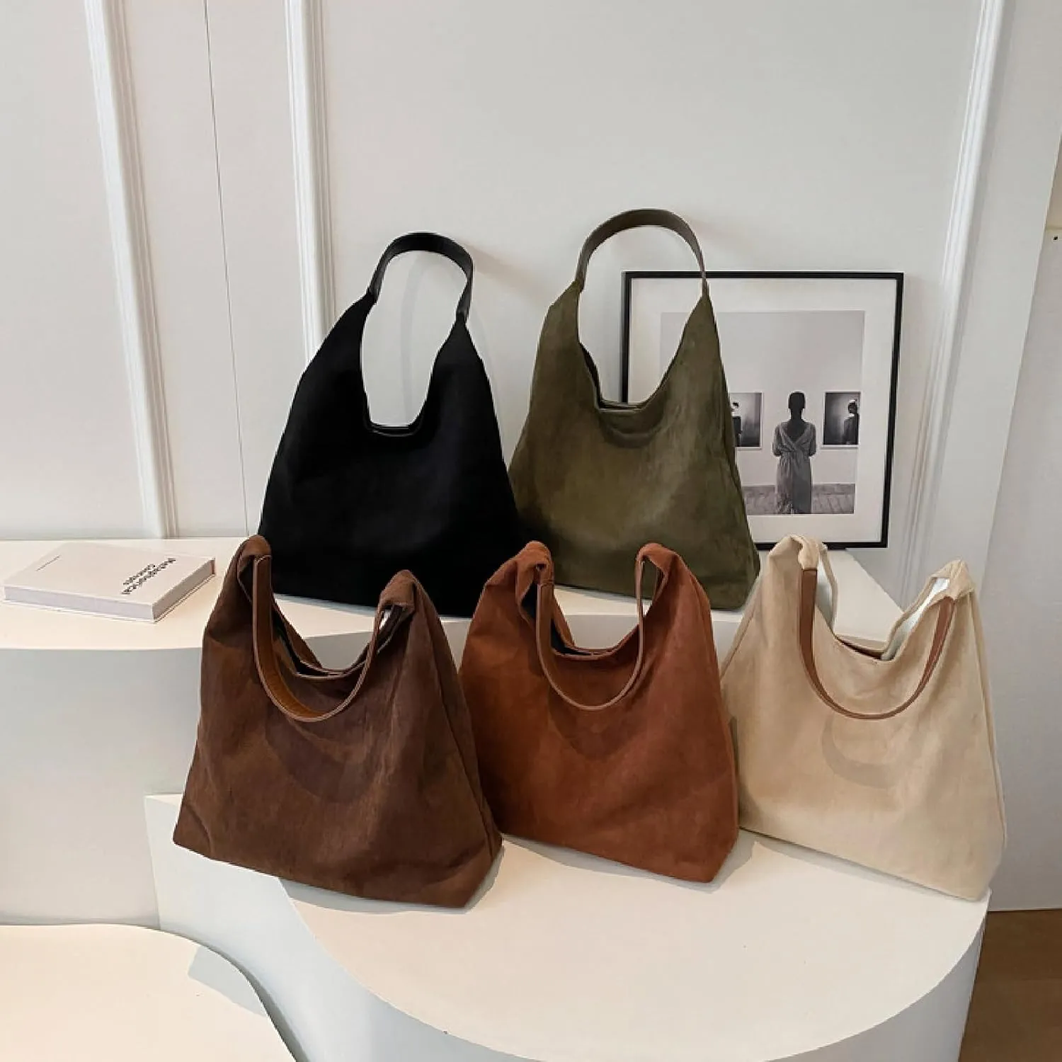 APLUSH Women Retro Shoulder Bag Large Capacity Soft Handbag Tote Bag Fashion Leisure Versatile Shoulder Bag Shopper Bag Travel Work Shopping Hobo Bag,Brown,36 * 13 * 31cm