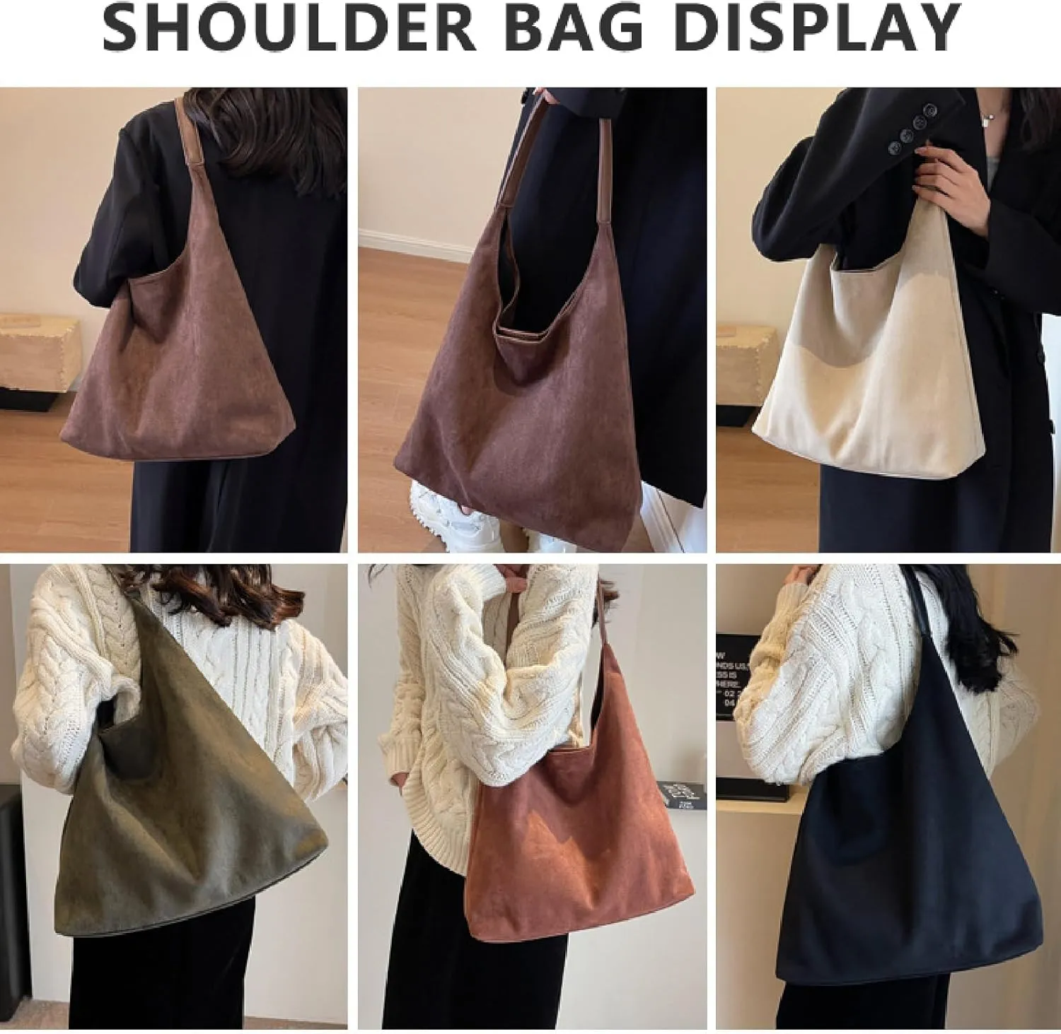 APLUSH Women Retro Shoulder Bag Large Capacity Soft Handbag Tote Bag Fashion Leisure Versatile Shoulder Bag Shopper Bag Travel Work Shopping Hobo Bag,Brown,36 * 13 * 31cm