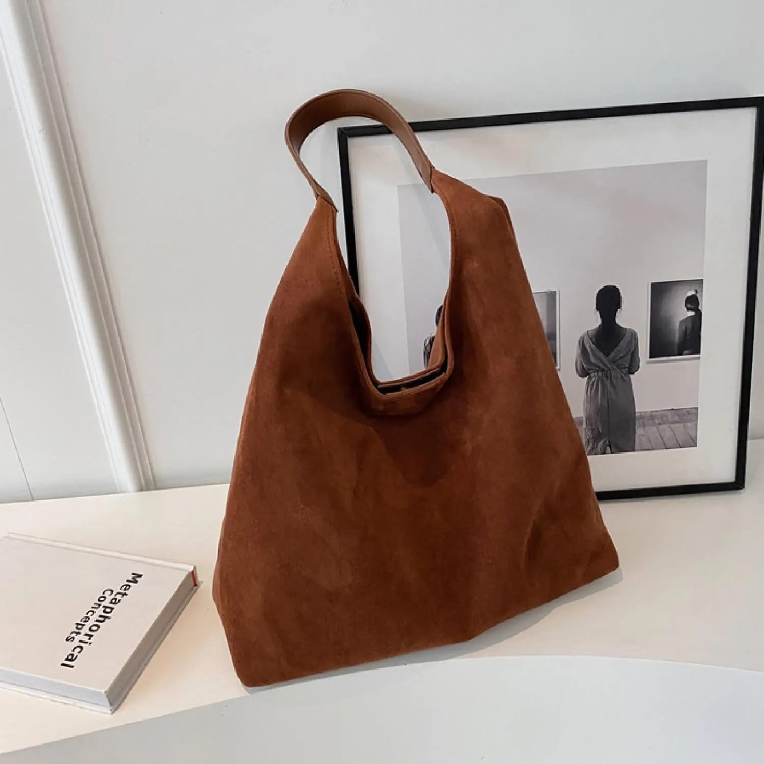 APLUSH Women Retro Shoulder Bag Large Capacity Soft Handbag Tote Bag Fashion Leisure Versatile Shoulder Bag Shopper Bag Travel Work Shopping Hobo Bag,Brown,36 * 13 * 31cm