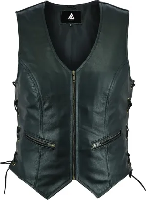 ARIAN Elegant Enigma Women's Cowhide Genuine Leather Vest with Side Lace Premium Quality