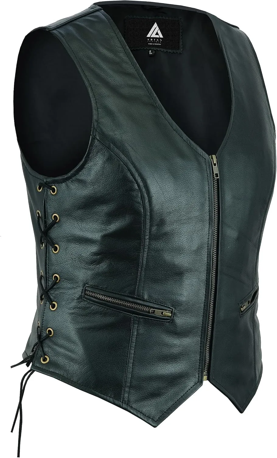 ARIAN Elegant Enigma Women's Cowhide Genuine Leather Vest with Side Lace Premium Quality
