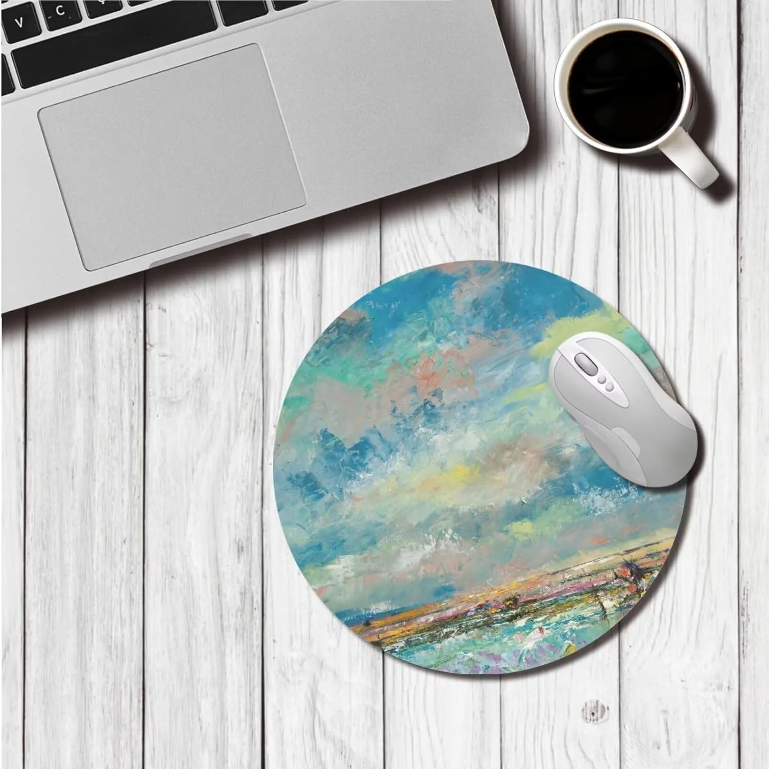 Art Abstract Pablo Picasso-Style Famous Fresh Oil Painting Art Print - Laptop Bag with Round Mouse Pad 2pcs, PU Computer Bags for Men Women Laptop Case with Handle - Office Bag Size 13IN