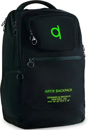 ARTIX Waterproof Laptop Backpack for Men & Women | Large 17.3-inch Travel Backpack | Stylish & Durable Computer Bag for Business, Office & Work | Versatile Rucksack for Adults (Black/Green)