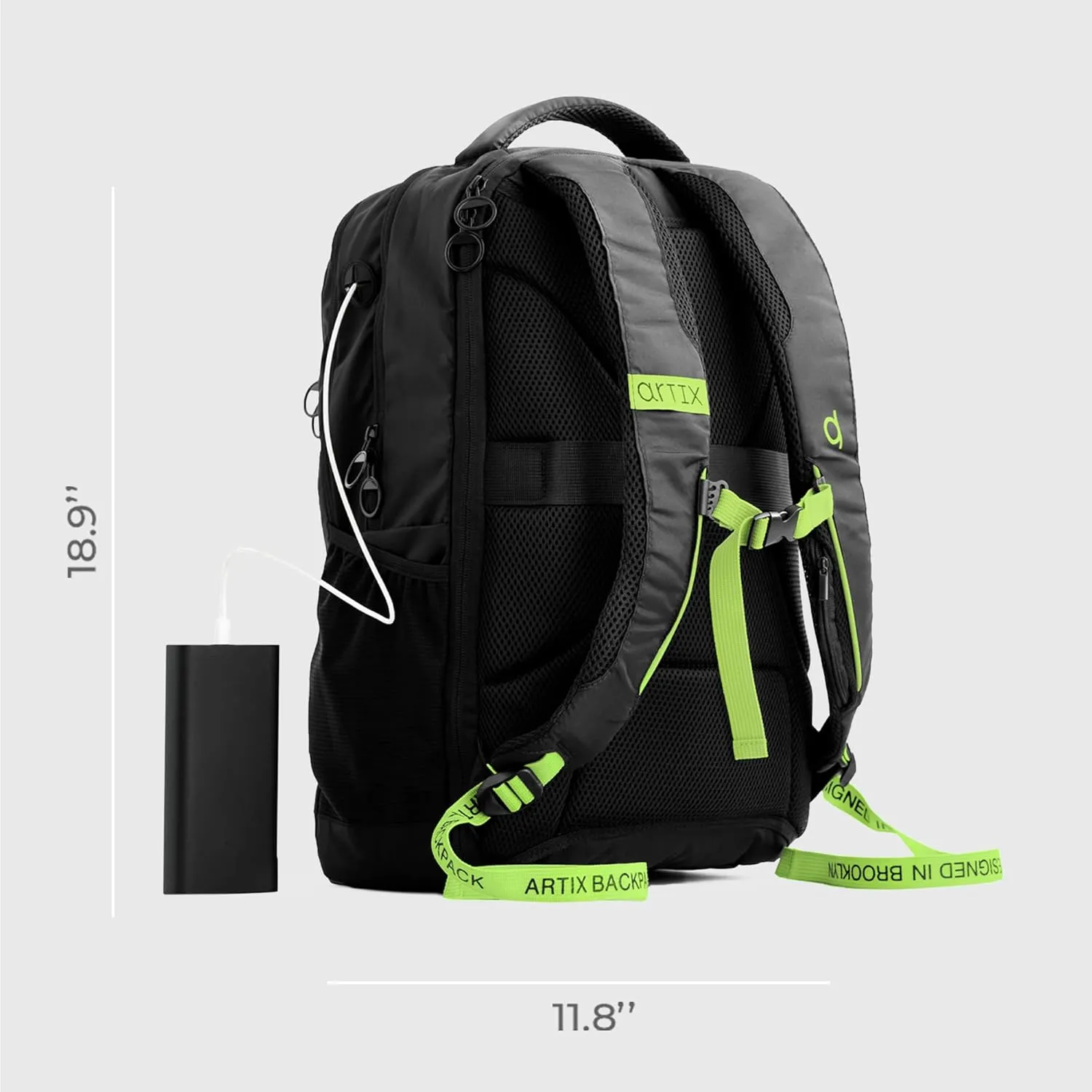 ARTIX Waterproof Laptop Backpack for Men & Women | Large 17.3-inch Travel Backpack | Stylish & Durable Computer Bag for Business, Office & Work | Versatile Rucksack for Adults (Black/Green)