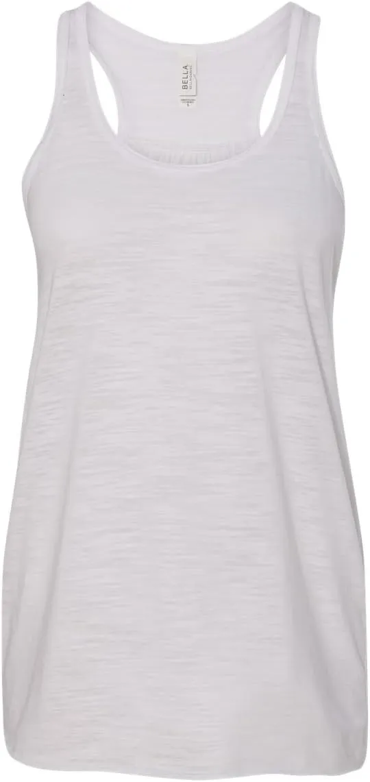 Bella Canvas Trendy Women's Flowy Racerback Tank, White Slub
