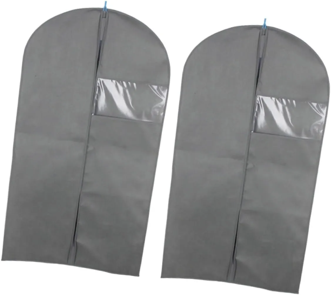 BESPORTBLE Formal Dress Suit Storage Bag Zipper Sealed Hanging Cover Quilt Storage Travel Bag Non-woven Fabric 60x108cm Grey