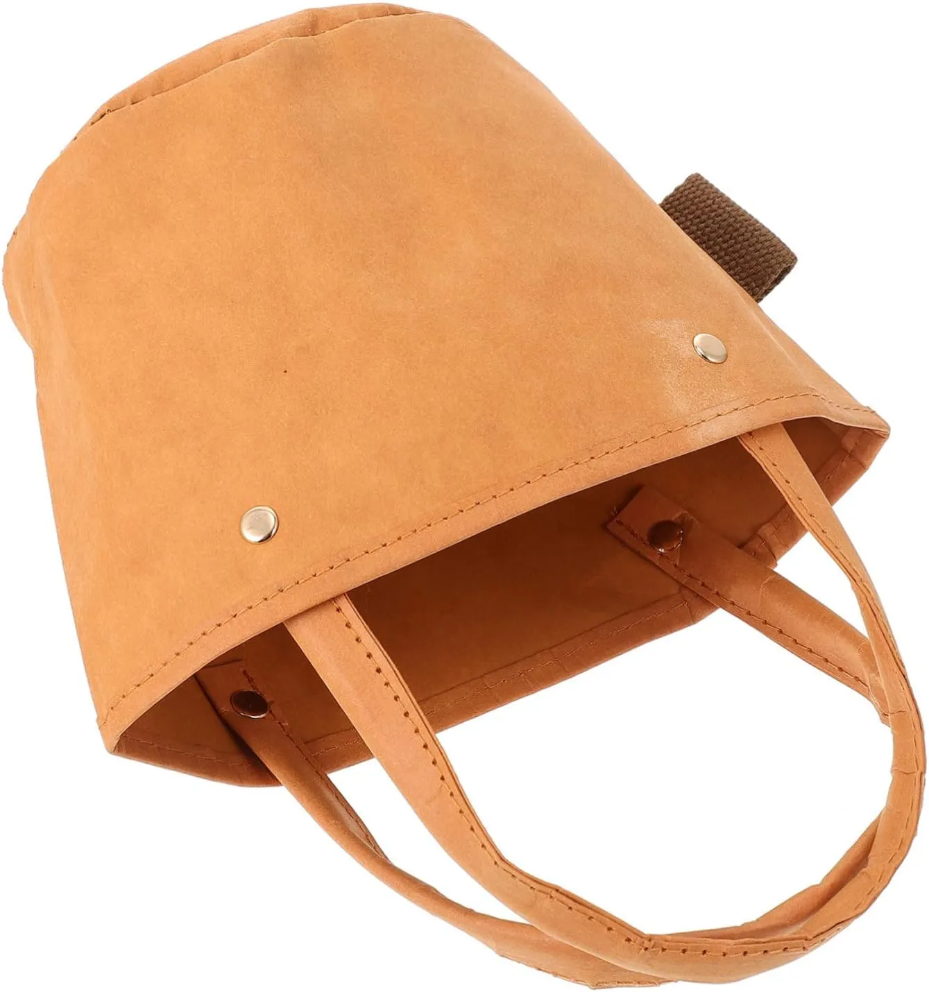 BESPORTBLE Multi Pocket Tote Bag for Women Washed Kraft Paper Shopping Pouch Handles Large Capacity Travel Bag
