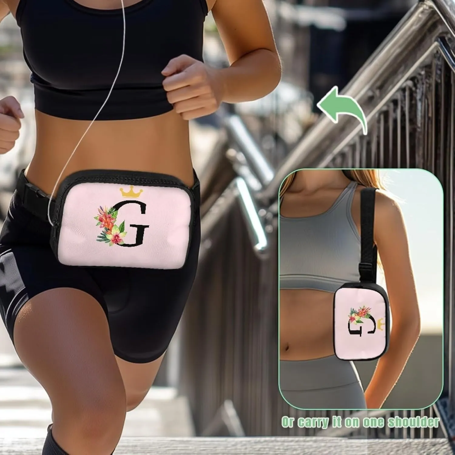 Birthday Gifts for Teenager Girls 7 8 9 10 11 12 Small Fanny Pack for Teens Fashion Versatile Waist Pouch with Initial Letter G for Travel Trendy Preppy Stuff for Teen Girls Pink Belt Bag