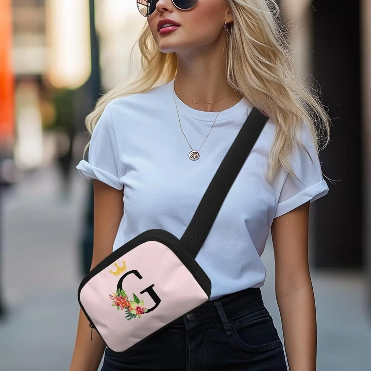 Birthday Gifts for Teenager Girls 7 8 9 10 11 12 Small Fanny Pack for Teens Fashion Versatile Waist Pouch with Initial Letter G for Travel Trendy Preppy Stuff for Teen Girls Pink Belt Bag