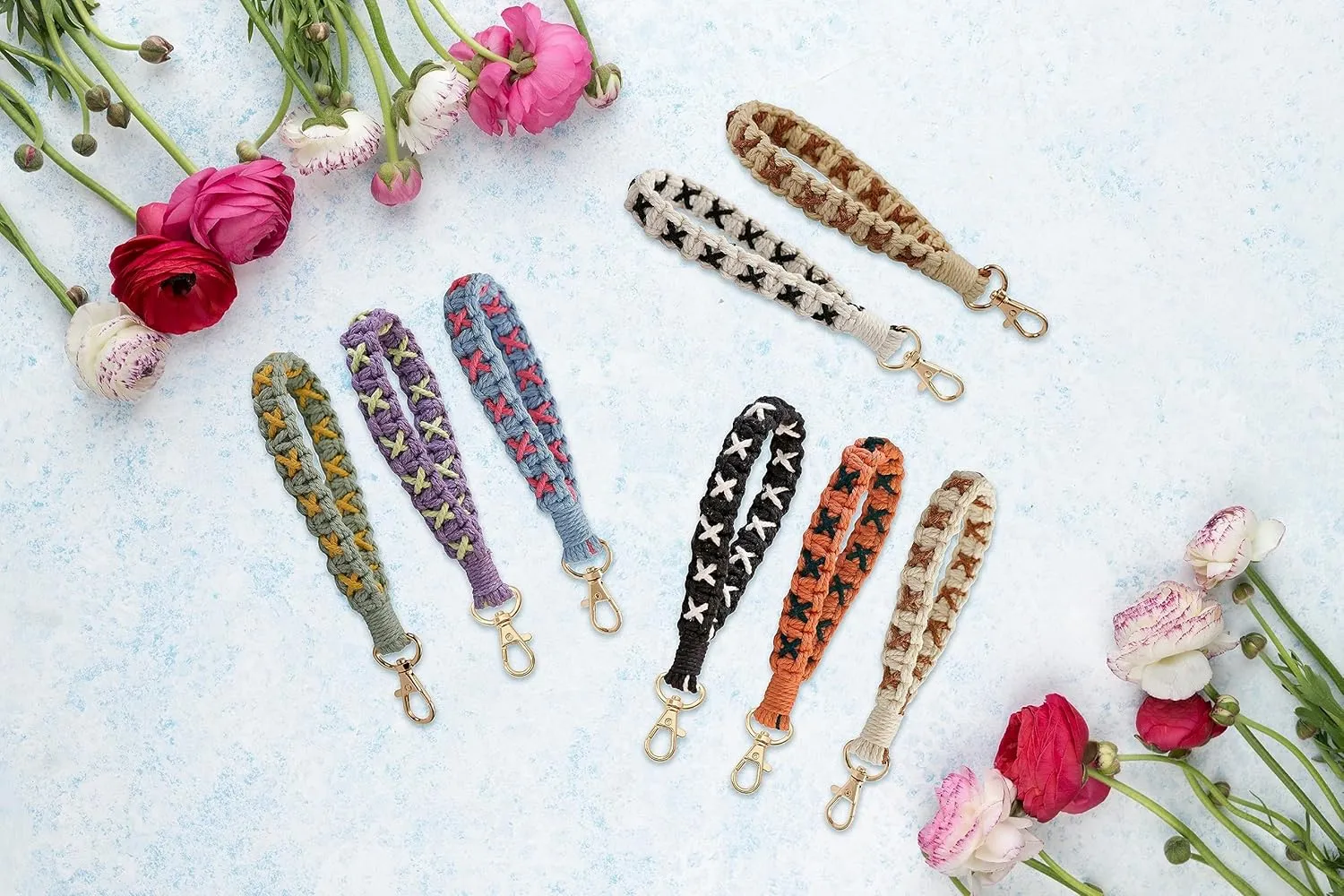 Boho Handmade Keychain Wrist Keychain Wrist Lanyard for Key Macrame Wristlet Keychain Key Chain for Car Key for Women