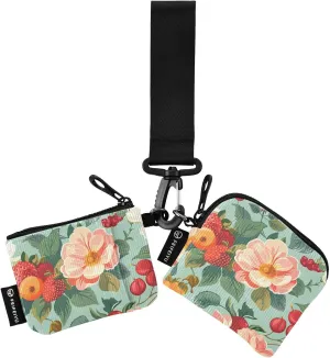 Bolaz Mini Zip Around Wristlet Wallet for WomenDetachable Dual Pouch Card Wallet for Sports Outdoor Men Travel-Seamless Pattern with Fresh Flowers