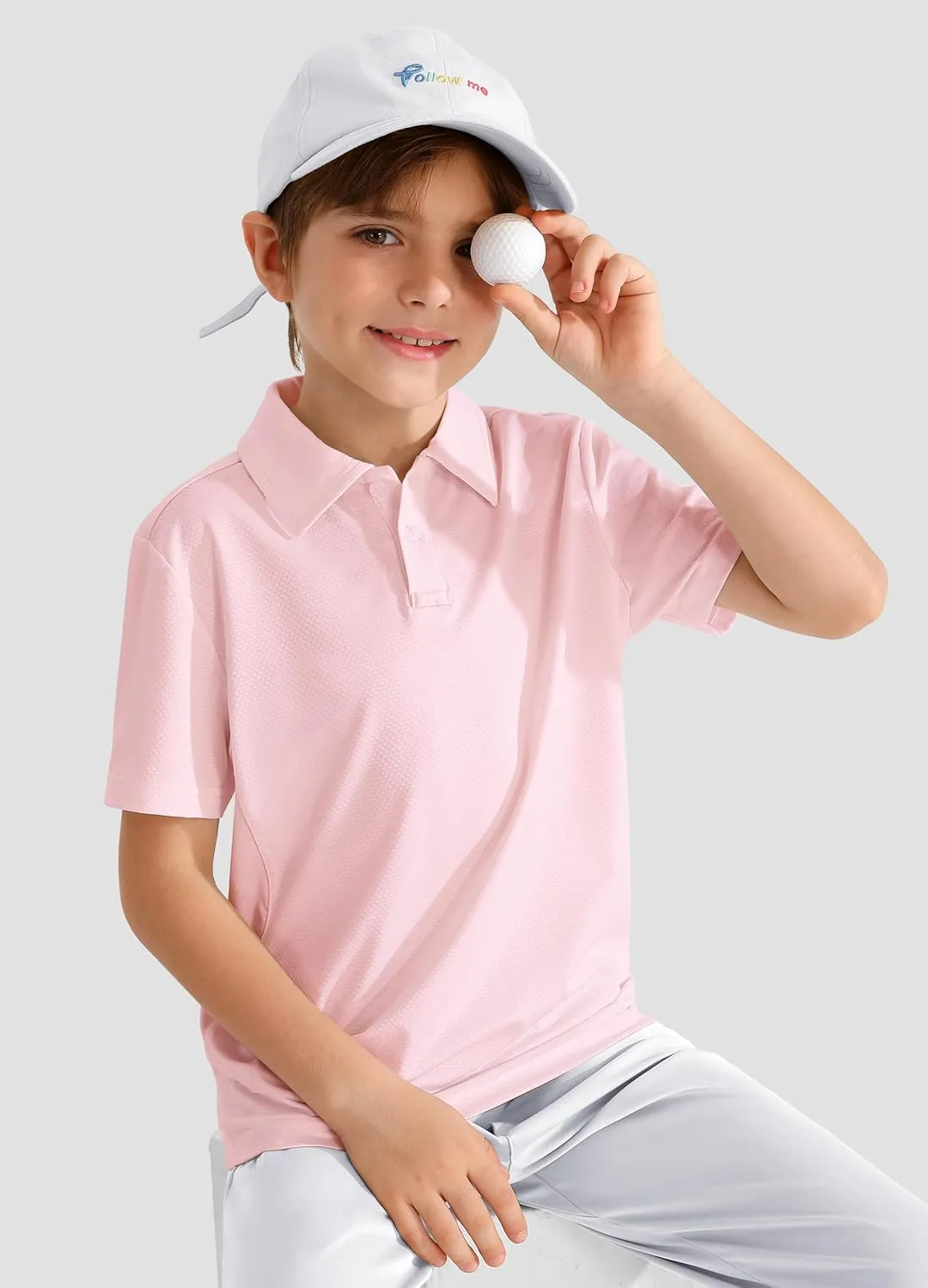 Boys' Performance Polo Shirt - Golf Grid Short Sleeve Collar Shirts Youth Stretch Quick Dry Lightweight Athletic UPF50 