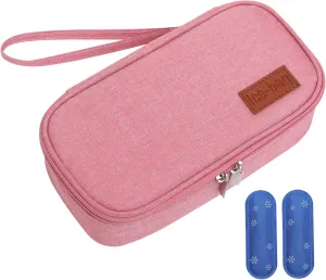 Breastmilk Cooler Bag with 2 Ice Pack Insulated Oxford Cloth Breastmilk Cooler with Lanyard Waterproof Zipper Closure 8.3x4.3x2.6in Portable Bag