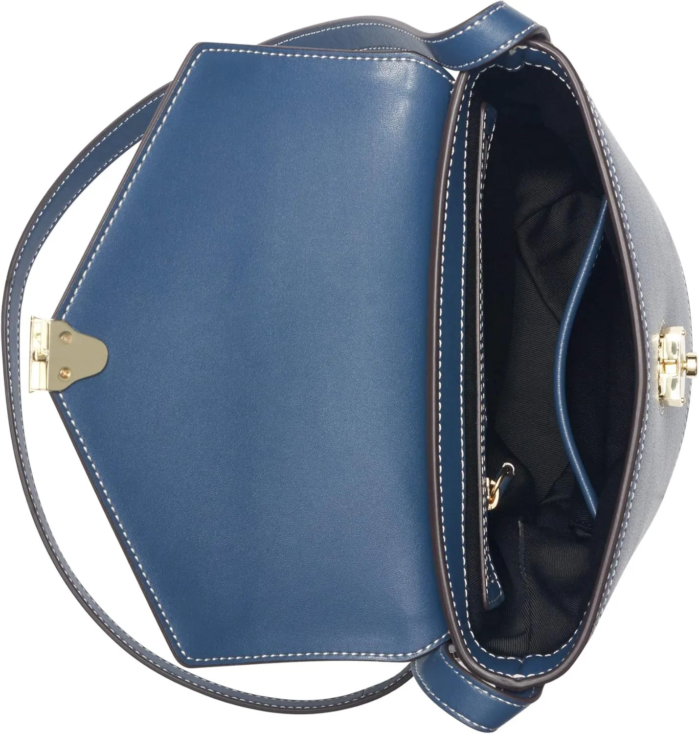 Calvin Klein Statement Series Lock Flap Daytonna Leather Bucket Crossbody Bag