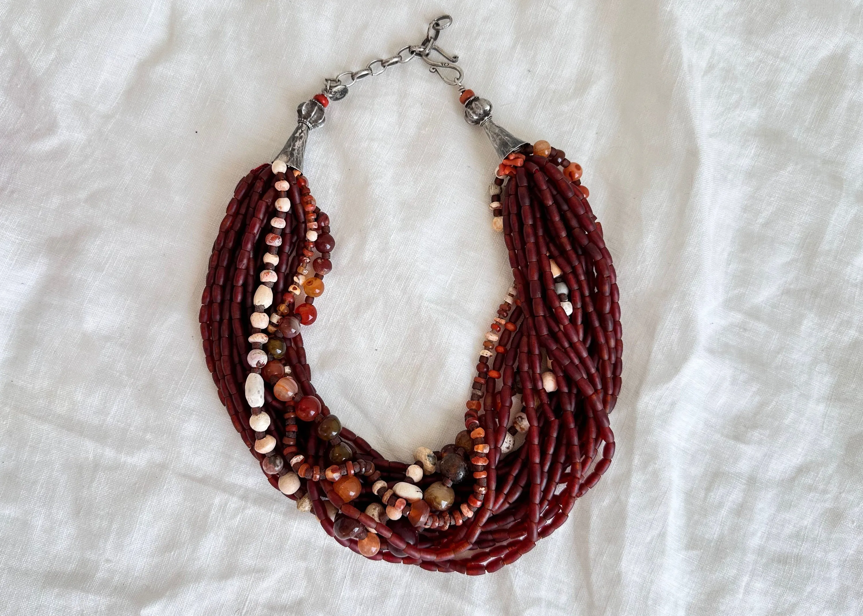 Carnelian Necklace with Ancient Beads. Multi Strand. 1387