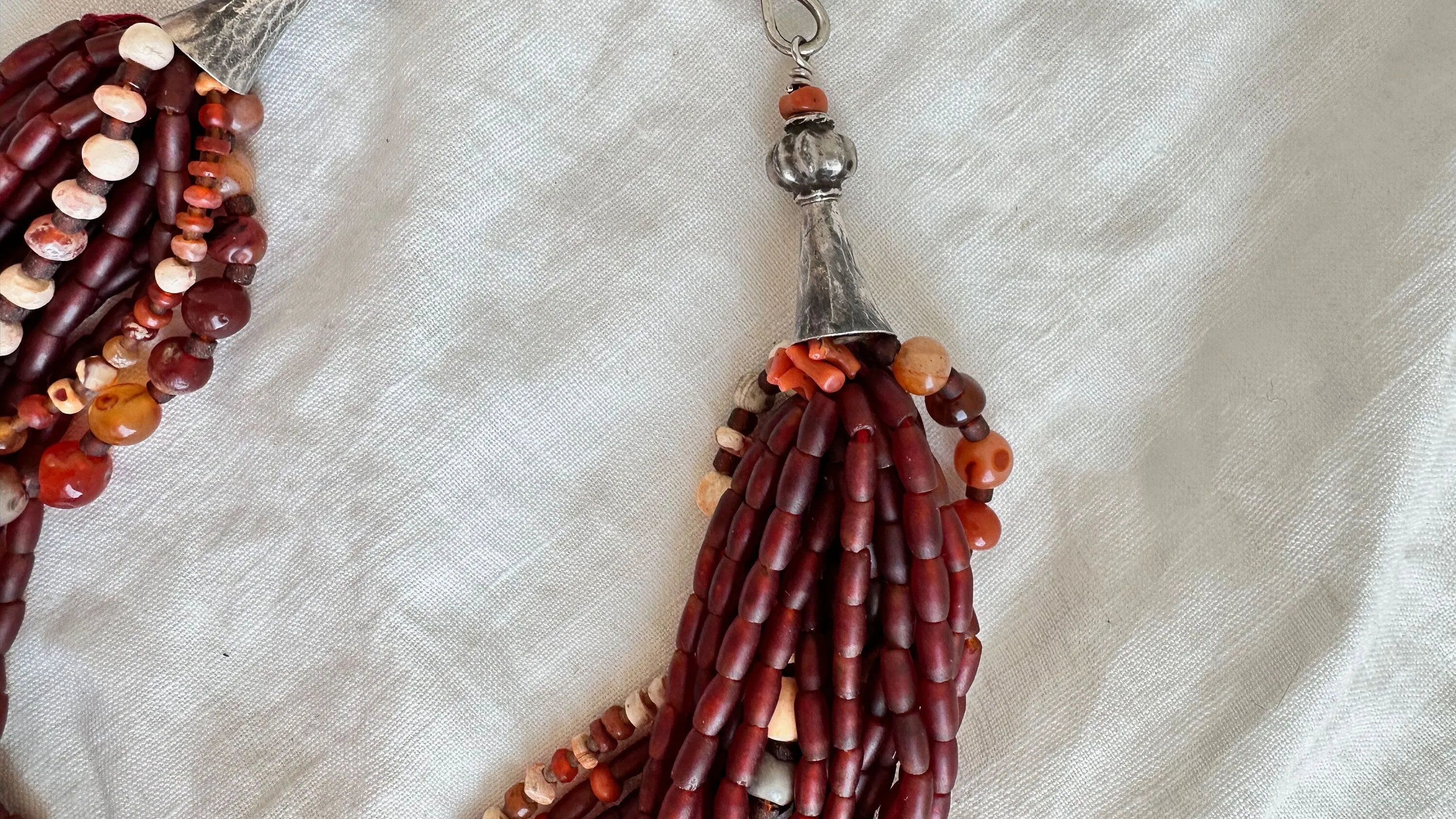 Carnelian Necklace with Ancient Beads. Multi Strand. 1387