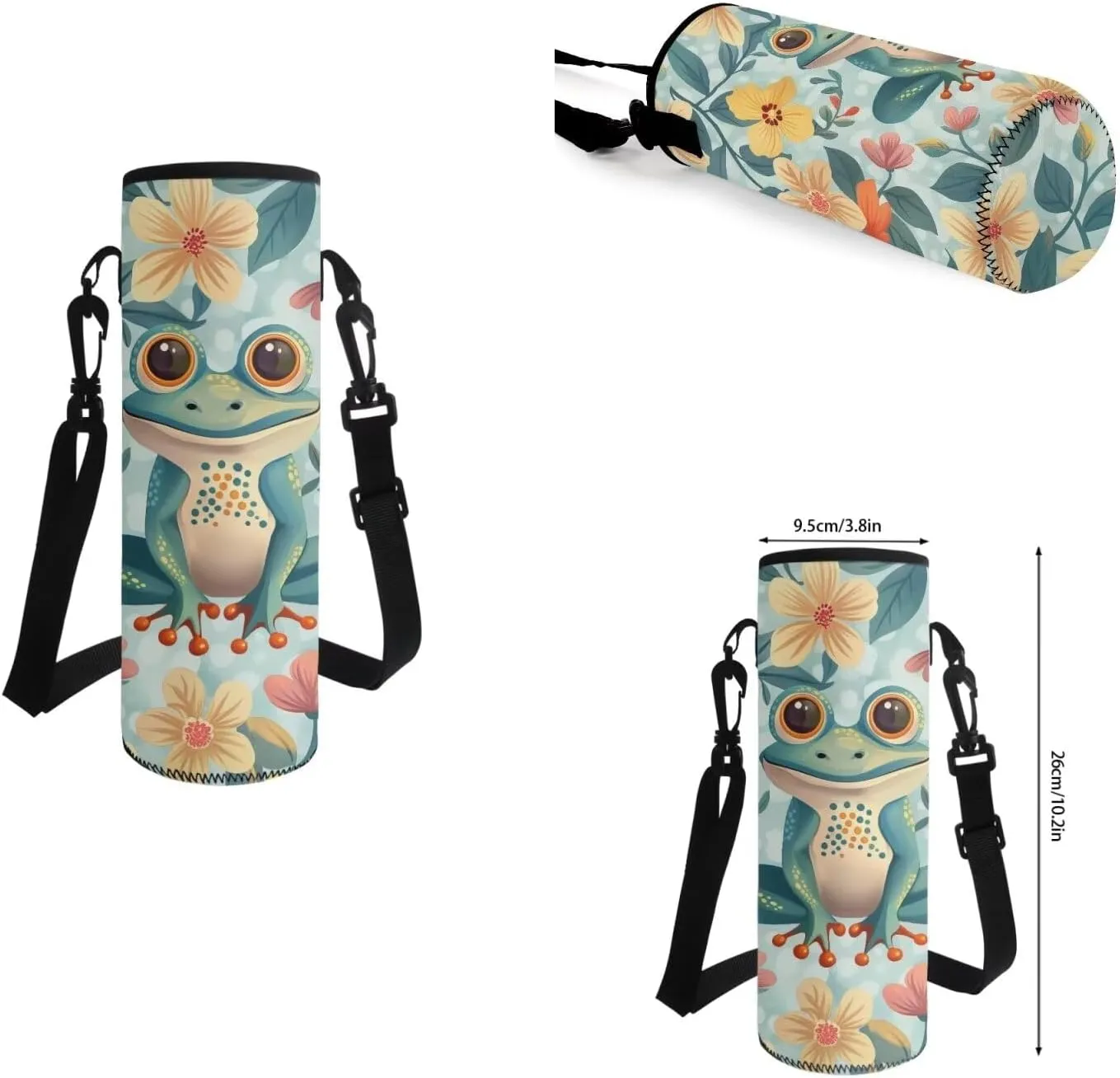 Cartoon Frog Backpacks for High School Students Flower School Bag for Girls Teenagers Fit and Fresh Lunch Bag Kids Kids Lunch Box with Water Bottle Holder Pencil Case Small