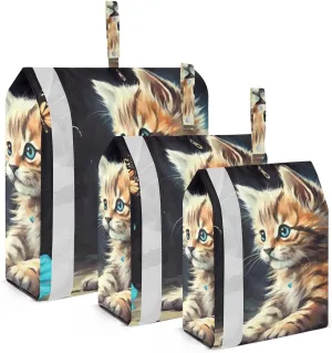 Cat Butterfly Packing Cubes Set of 3, Lightweight Travel Luggage Organizers Foldable Bags for Easy Packing and Organization