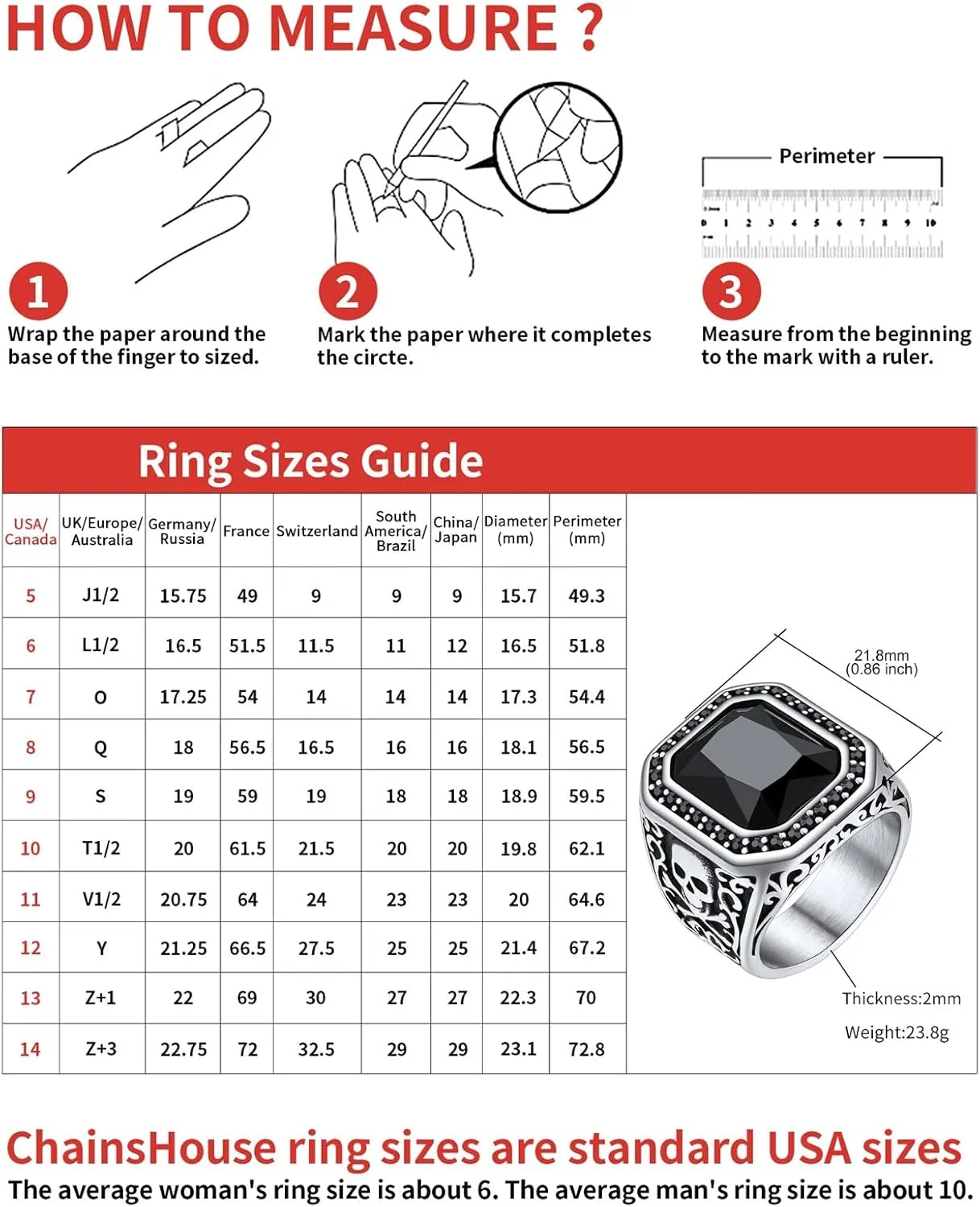 ChainsHouse Mens Black Onyx Rings, Retro X Bone Skull Stainless Steel Signet Rings for Men, Black Onyx Agate Gemstone Rings Jewelry, Offer Custom Service, Size 7-14
