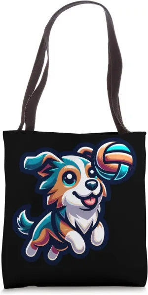 Cheerful Dog Playing With Ball Design Tote Bag