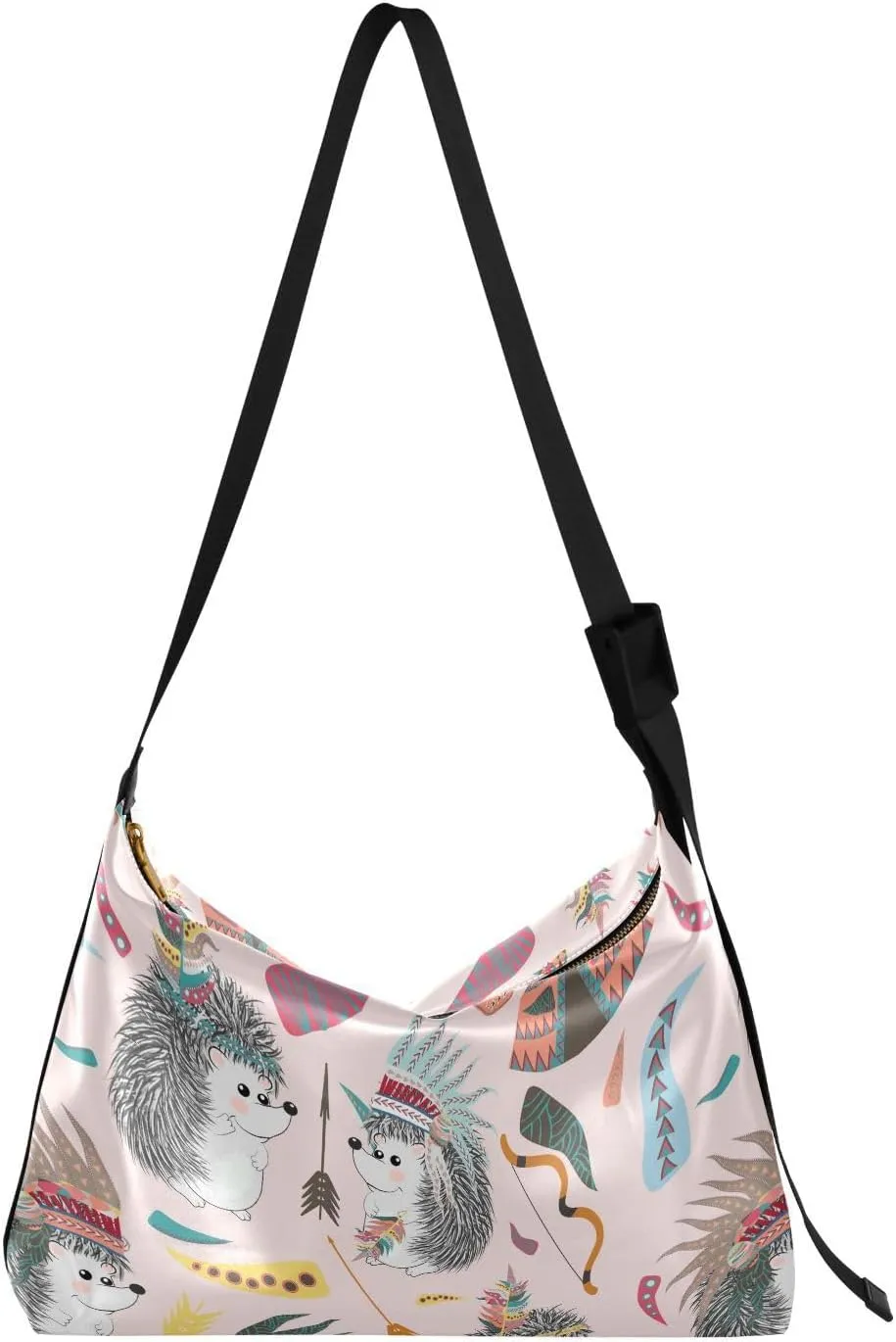 Cheerful Hedgehog Hobo Crossbody Bags for Women Leather Large Shoulder Bag Cross Body Indian Trendy Womens Tote Bags Handbag for Travel Shopping