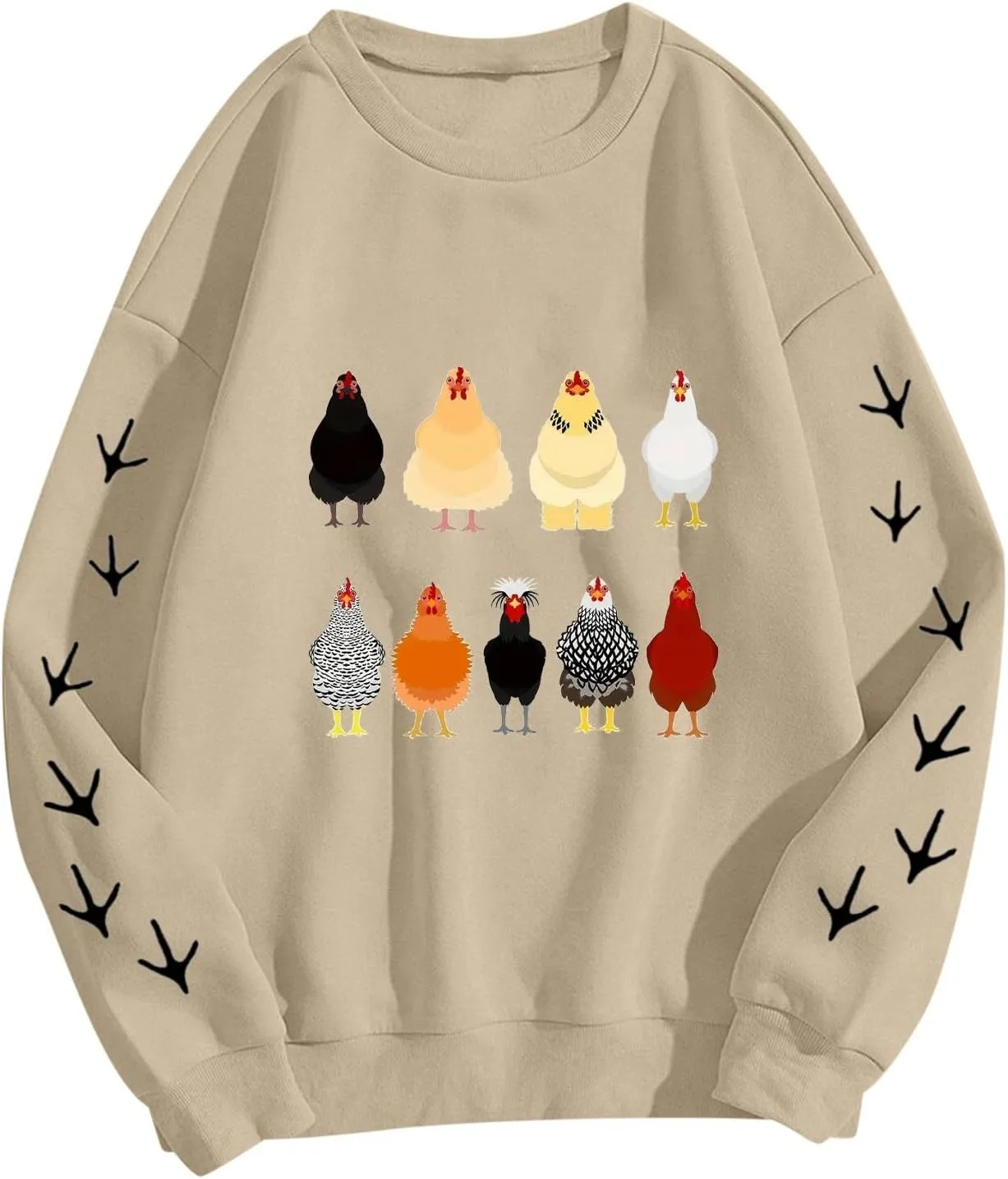 Chicken Graphic Sweatshirts for Women Long Sleeve Chicken Sweatshirt Crew Neck Pullover Top Fall Preppy Clothes