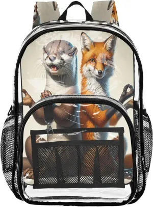 CHIFIGNO Cheerful Otter Fox Brown Travel Bag Kids, Clear Plastic Bag, Backpack Bag, Clear Bags