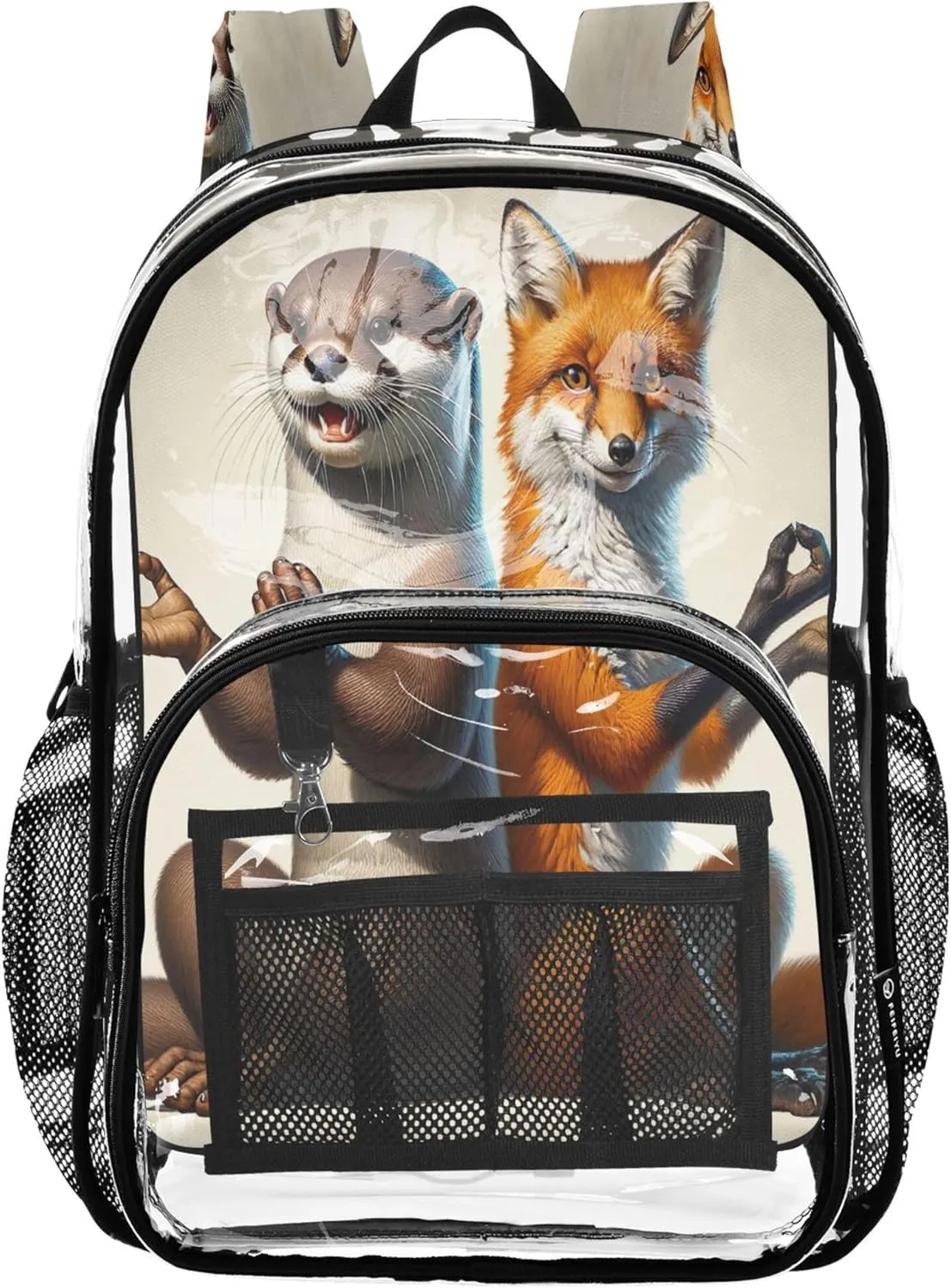 CHIFIGNO Cheerful Otter Fox Brown Travel Bag Kids, Clear Plastic Bag, Backpack Bag, Clear Bags