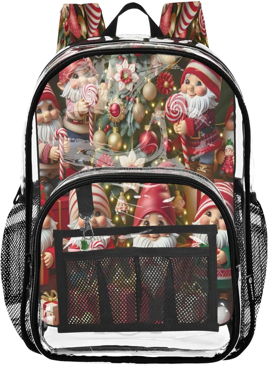CHIFIGNO Christmas Tree Dwarf Red Girls Bag, Clear Plastic Bag, Backpack Clear, Cute Backpacks for Teen Girls