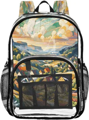 CHIFIGNO Countryside Landscape Green Kids Bag, Large Clear Bag, Transparent Bag