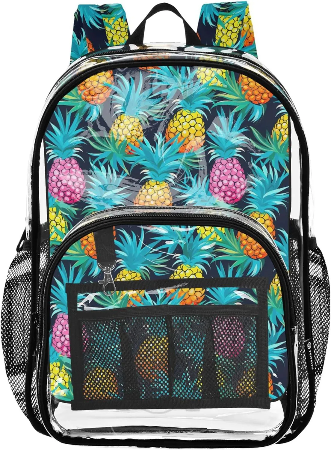 CHIFIGNO Pineapples Teal Backpack School, Clear Plastic Bag, Kid Backpack, Clear School Backpack