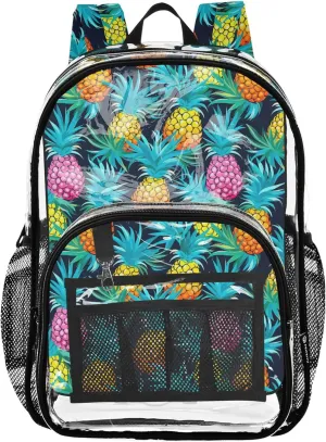 CHIFIGNO Pineapples Teal Backpack School, Clear Plastic Bag, Kid Backpack, Clear School Backpack
